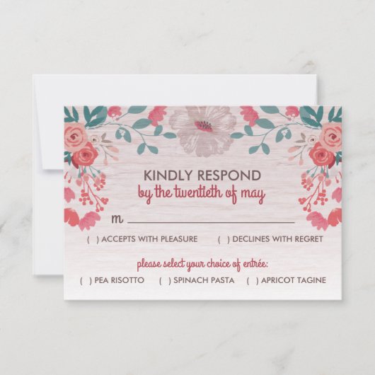 Rustikales Blossom 3,5" x 5" UAWG-Reaktionskarten RSVP Karte (Vorderseite)