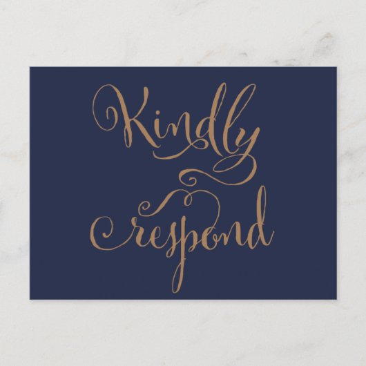 Rustikales Blue and Gold Wedding RSVP Einladungspostkarte (Vorderseite)