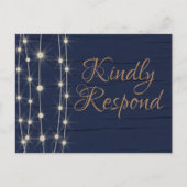 Rustikales Blue and Gold Wedding RSVP Einladungspostkarte (Vorderseite)