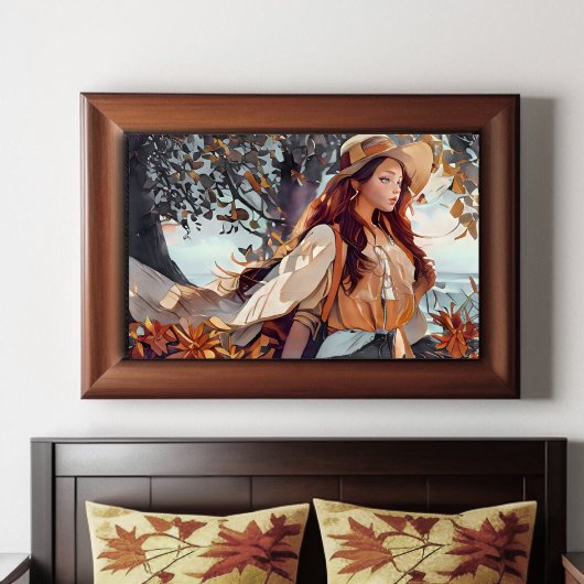 Rustikales Blue and Tan Watercolor Girl Poster