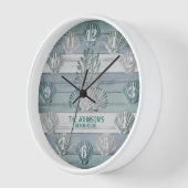 Rustikales Blue Beach Wood mit Seashells Uhr (Winkel)
