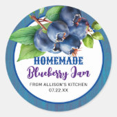 Rustikales Blue Blueberry Jam Jar Label Runder Aufkleber (Vorderseite)