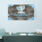 Rustikales Blue Boy Elephant Hintergrund Baby Dusc Banner (Messeveranstaltung)