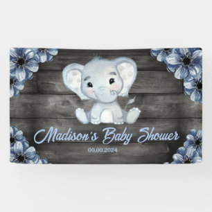 Rustikales Blue Boy Elephant Hintergrund Baby Dusc Banner