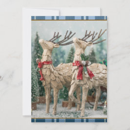 Rustikales Blue Buffalo Kariertes Wasserfarbenresc Feiertagskarte