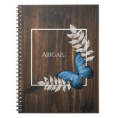 Rustikales Blue Butterfly Personalisiertes Noteboo Notizblock (Vorderseite)