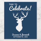 Rustikales Blue Country Buck Deer Silhouette Hochz Weinetikett (Einzelnes Label)