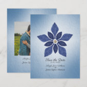 Rustikales Blue Denim Country Hochzeit Save the Da Date (Vorne/Hinten)