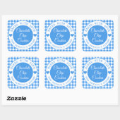 Rustikales Blue Gingham gebacken mit Liebe Cookies Quadratischer Aufkleber (Blatt)