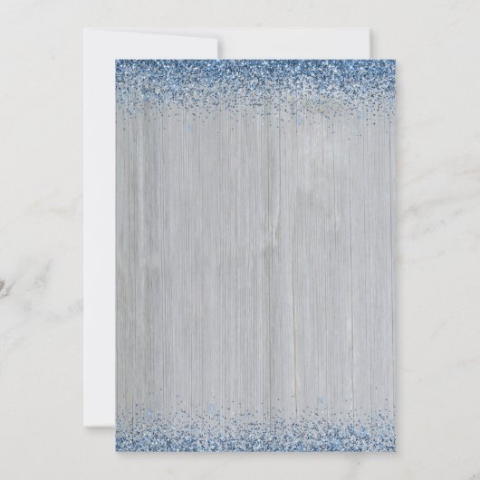 Rustikales Blue Glitzer Double Abschluss Foto Einladung (Rückseite)