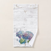 Rustikales Blue Hydrangea Blooms Wood Names Monogr Badhandtuch Set (Handtuch)