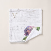 Rustikales Blue Hydrangea Blooms Wood Names Monogr Badhandtuch Set (Waschlappen)