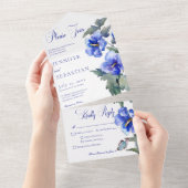 Rustikales Blue Morning Gloria All In One Einladung (Abreißen)