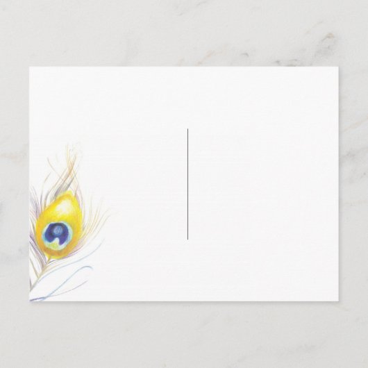 Rustikales Blue Peacock Wedding rettet das Datum Ankündigungspostkarte (Rückseite)