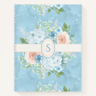 Rustikales Blue Pink Green Shabby Chic Floral Note Notizblock