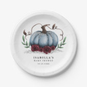 Rustikales Blue Pumpkin Baby Dusche Pappteller (Vorderseite)