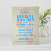 Rustikales Blue & Red Bridal Dusche Einladungen (Stehend Vorderseite)