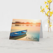 Rustikales Blue Rowboat Geburtstag Karte (Gelbe Blume)