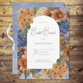 Rustikales Blue & Rust Floral Bridal Brunch Einladung