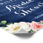 Rustikales Blue String Light Floral Brautparty Sig Poster (Ecke)