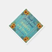 Rustikales Blue Sunflower Baby Sprinkle Party Serviette (Ecke)