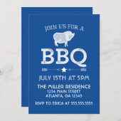 Rustikales Blue Vintag GRILLEN Party Einladung (Vorne/Hinten)