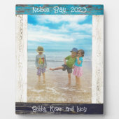 Rustikales Blue White Beach Foto Textrahmen Fotoplatte (Vorderseite)