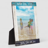 Rustikales Blue White Beach Foto Textrahmen Fotoplatte (Seite)