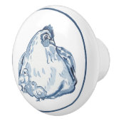 Rustikales Blue & White Chicken Hen Country Delft Keramikknauf (Rechts)