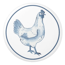 Rustikales Blue & White Chicken Hen Country Delft Keramikknauf