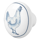 Rustikales Blue & White Chicken Hen Country Delft Keramikknauf (Rechts)
