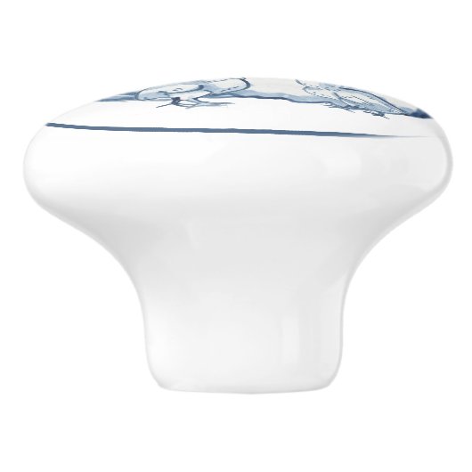 Rustikales Blue & White Chicken Hen Country Delft Keramikknauf (Seitenansicht)