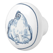 Rustikales Blue & White Chicken Hen Country Delft Keramikknauf (Rechts)