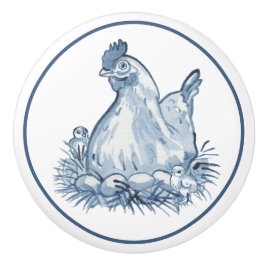 Rustikales Blue & White Chicken Hen Egg Chick Coun Keramikknauf