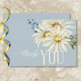 Rustikales Blue & White Daisies Wedding Dankeskarte