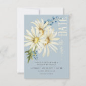Rustikales Blue & White Daisies Wedding Save The Date (Vorderseite)