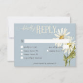 Rustikales Blue & White Daisis Dinner RSVP Karte (Vorderseite)