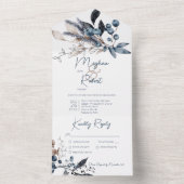 Rustikales Blue & White Winter Foliage Dinner All In One Einladung (Innen Boden)