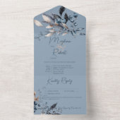 Rustikales Blue Winter Foliage Blue Details All In One Einladung (Innen Boden)