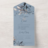 Rustikales Blue Winter Foliage Blue Dinner All In One Einladung (Innen Boden)