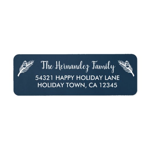 Rustikales Blue Winter Holiday Pine Branch Adresse (Vorne)