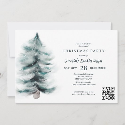 Rustikales Blue Winter Schneekaninchen Weihnachten Einladung (Vorderseite)