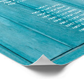 Rustikales Blue Wood Foto Hochzeitsdiagramm Poster (Ecke)