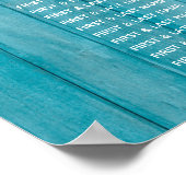 Rustikales Blue Wood Foto Hochzeitsdiagramm Poster (Ecke)