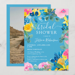 Rustikales blühendes Foto Brautparty Einladung