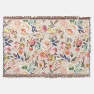 Rustikales Blumen Vintagen Elfenbeinrosabraun Decke