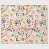 Rustikales Blumen Vintagen Elfenbeinrosabraun Geschenkpapier (Flach)