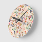 Rustikales Blumen Vintagen Elfenbeinrosabraun Runde Wanduhr (Winkel)