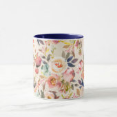 Rustikales Blumen Vintagen Elfenbeinrosabraun Tasse (Zentrum)