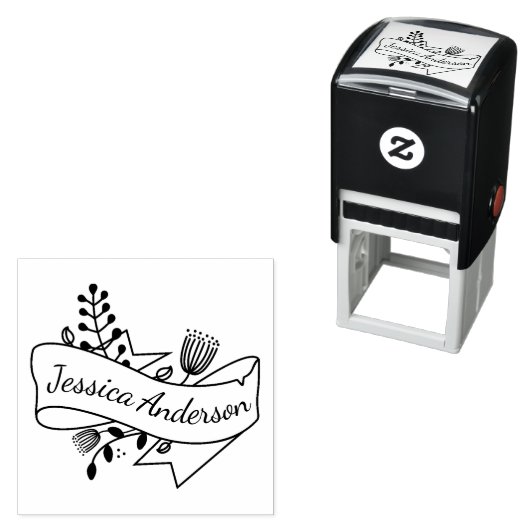 Rustikales Blumenband Abzeichen Personalisierter N Permastempel (Beispiel)